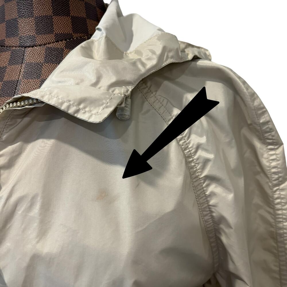 Moschino Life Windbreaker Large Tan Beige Hooded Jacket Coat Full Zip Gorpcore - Picture 6 of 9